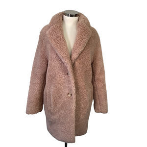 Aritzia Wilfred Teddy Cocoon Mid Length Coat in Fading Pink Size XS Oversized